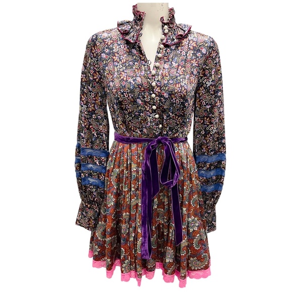 MARC JACOBS OLIVE MULTI PRINTED SILK DRESS - Picture 1 of 5